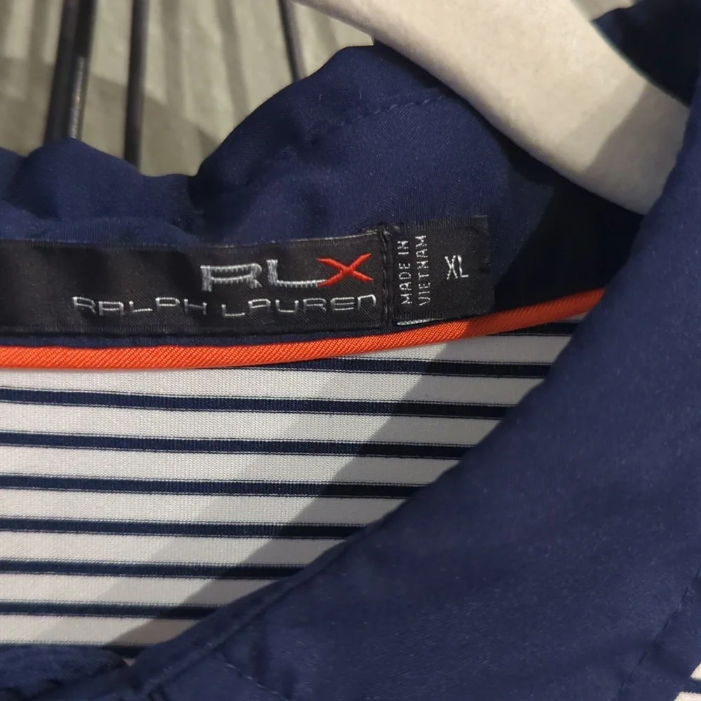 Vacation Golf Ralph Lauren X Active Wear XL Polo White Blue Striped Nautical